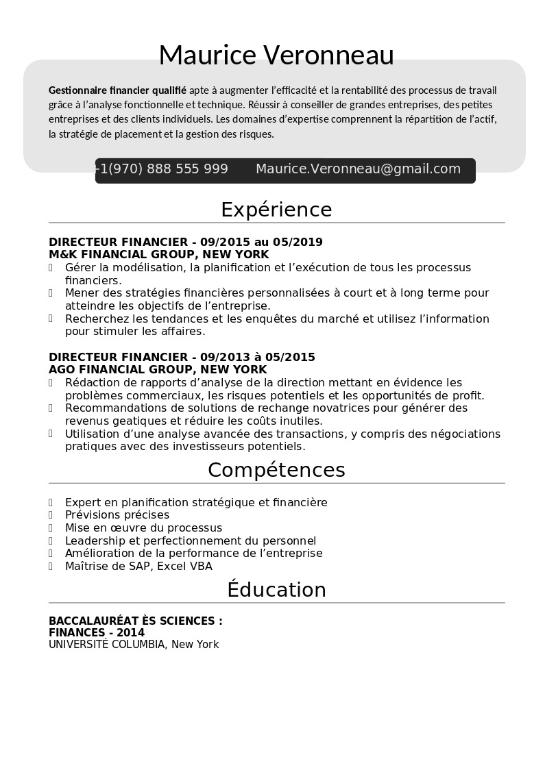 CV classique et structuré