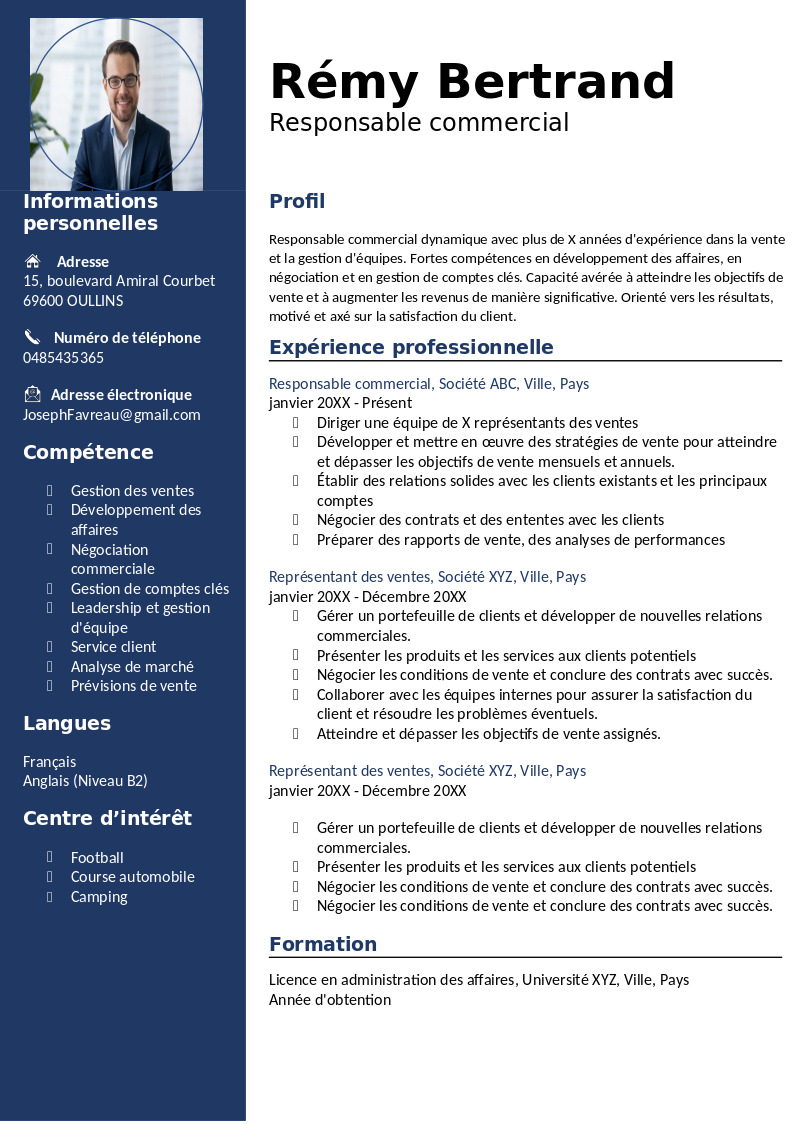 CV conforme aux standards