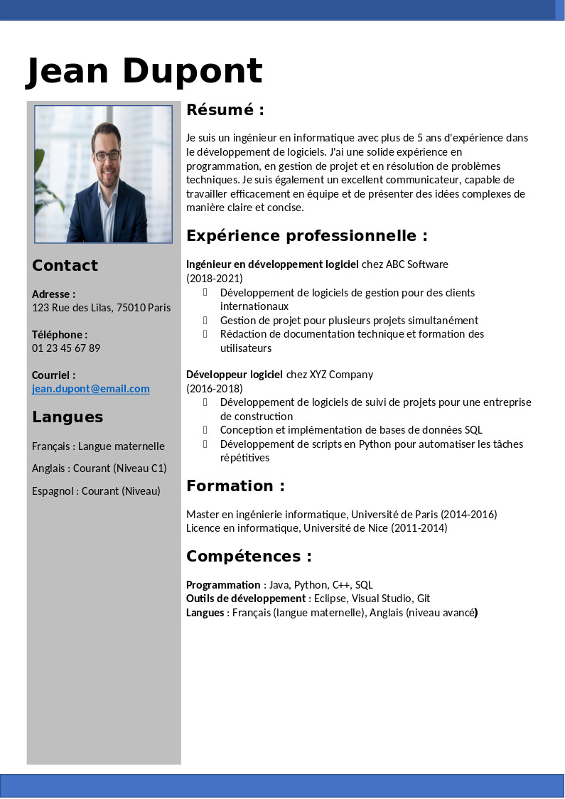 CV simple et direct